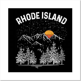 Vintage Retro Rhode Island State Posters and Art